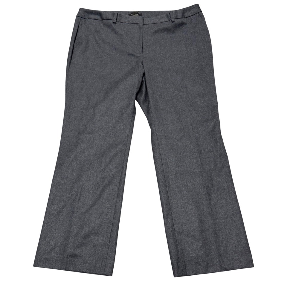 Talbots Windsor Italian Flannel Wool Pants Womens 18WP Gray Wide Leg Petite
